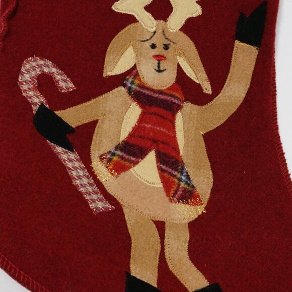 Woof & Poof Style Christmas Stocking Wool Reindeer with Pom Poms - Picture 2 of 5